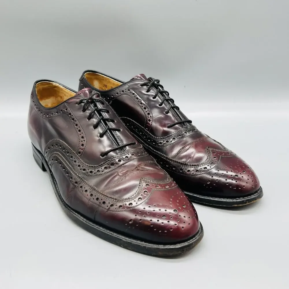 Johnston & Murphy Shoes Men 9.5 Brown Leather Executive Collection Wingtip Dress